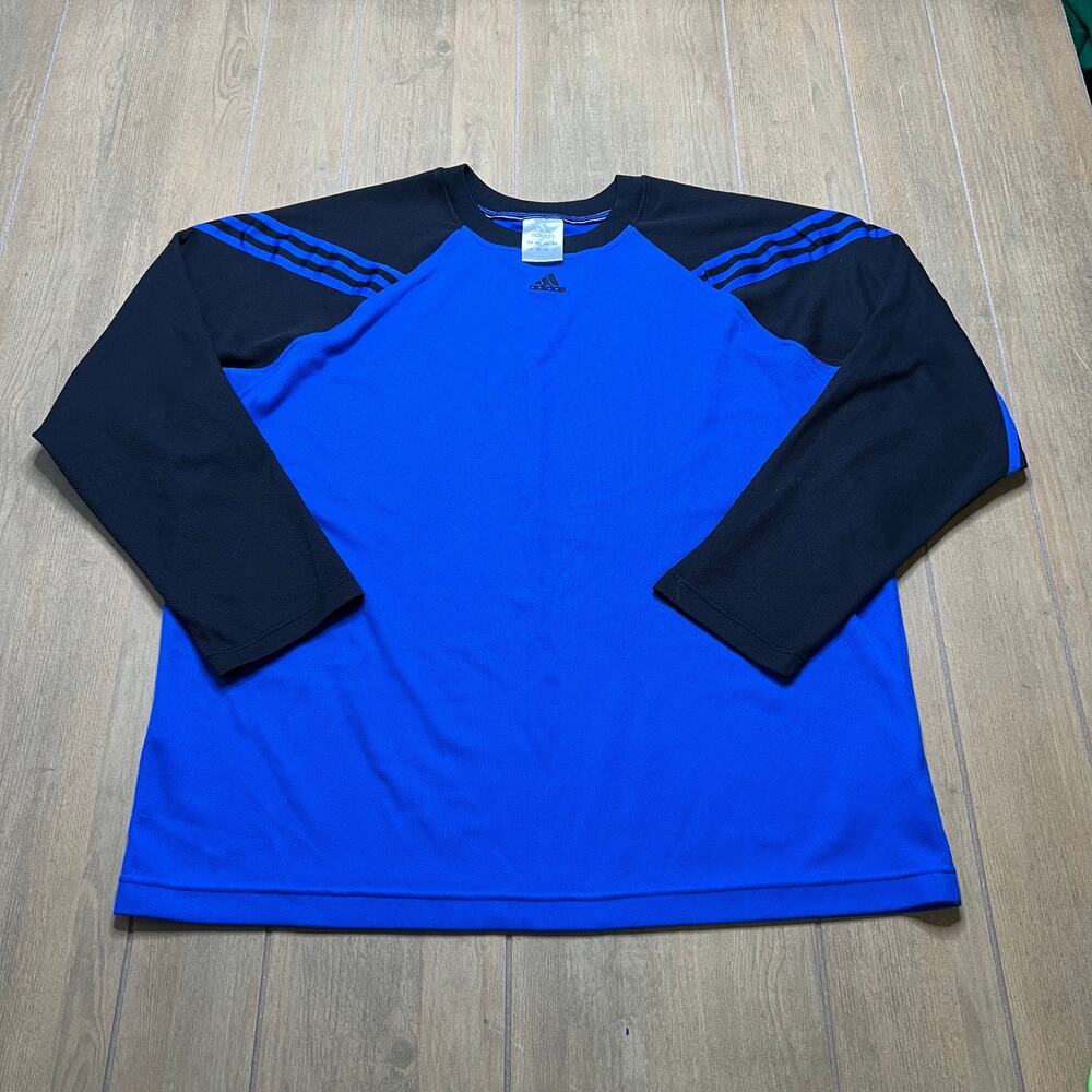 Vintage Adidas Mens Active Y2K T Shirt Long Sleeve Blue/Black Sz XL
